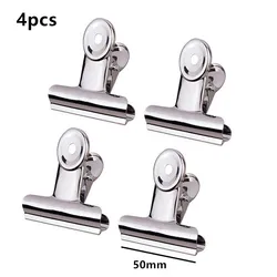 Multi - Color Round Metal Clamp Clips - Ideal for Students and Office Supplies (4pcs Platinum -50mm)