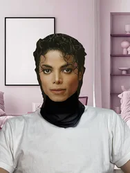 Enhanced Product Title: 3D Printed Full Face Elastic Mesh Cosplay Mask - Unisex Breathable Headgear (Michael Jackson)
