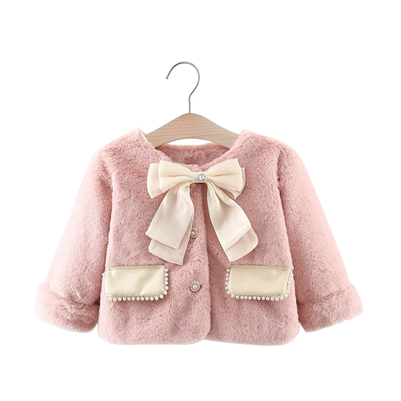 Girls' Sweater Solid Color Autumn Fashion Artificial Fur Princess Aromatherapy Children's Coat Girls' Baby Top Warm
