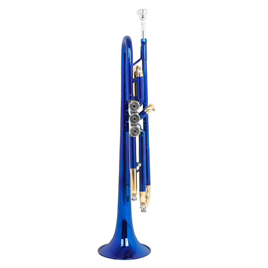 SLADE Bb Tone Blue Trumpet Instrument Brass Body Colorful Gold Key Trumpet with Pressure Valve Cleaning Accessories