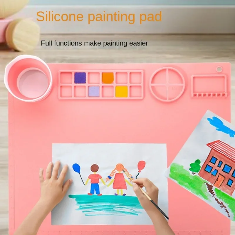 1PCS Silicone Painting Pad Brush Holder Crafts Silicone Pad Multifunctional Silicone Art Painting Art Clay Graffiti Mat Washable 3