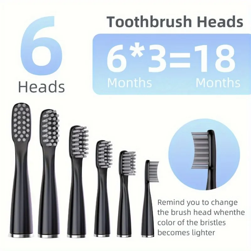 Sonic Electric Toothbrush USB Rechargeable Toothbrush 6 Brush Heads Adult Ultrasonic Brush Teeth Cleaning Sarmocare M200
