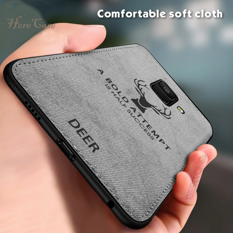 Magnetic Deer Design Cloth Texture Soft TPU Back Case