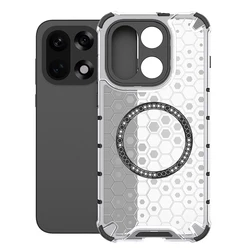 Stylish Magnetic Honeycomb Cooling Case with Shockproof Bumper and Airbag Corners for OnePlus 15 (White)