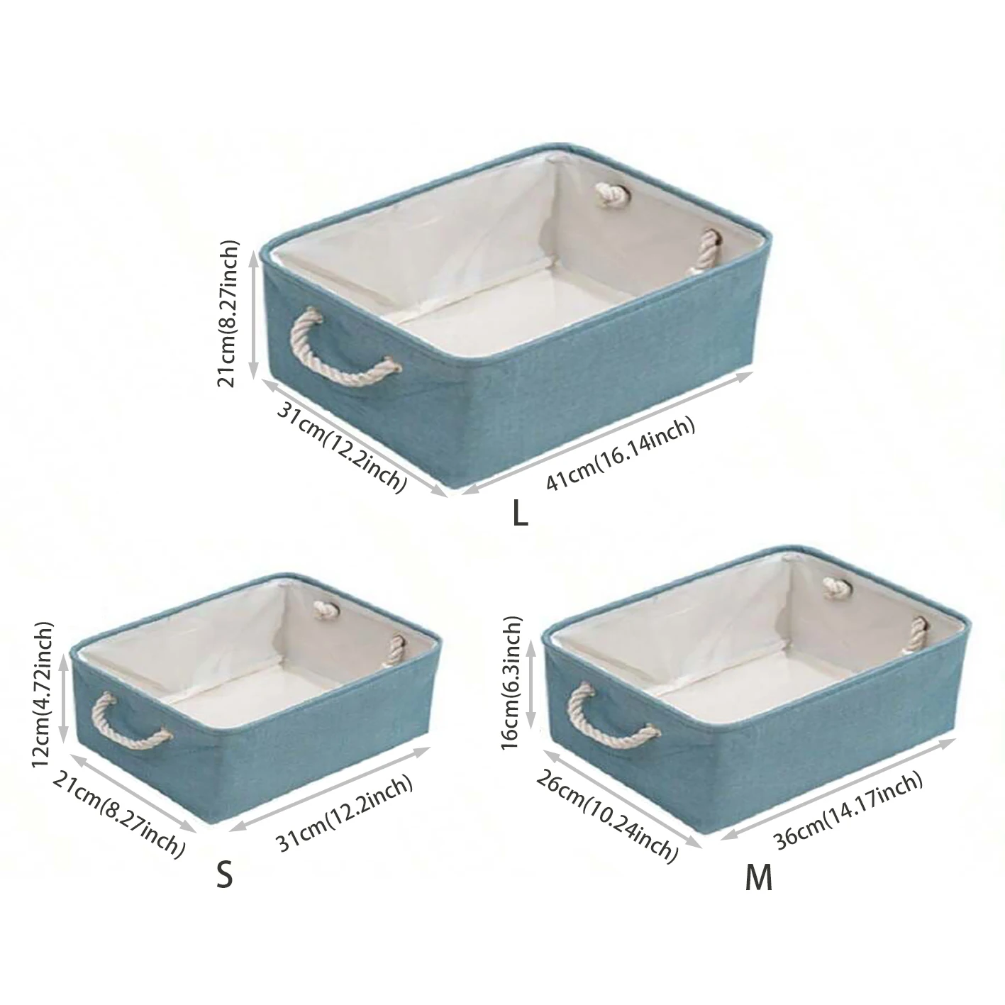 3sizes 1PCS foldable desktop storage basket with large capacity and handle for toys organizer, linen fabric storage basket for d 6