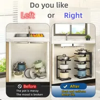 Rack Kitchen Pot Rack Storage Special Pot Rack Multi-layer Adjustable Cabinet Pantry Table Rack Stainless SteelSewer Storage 2