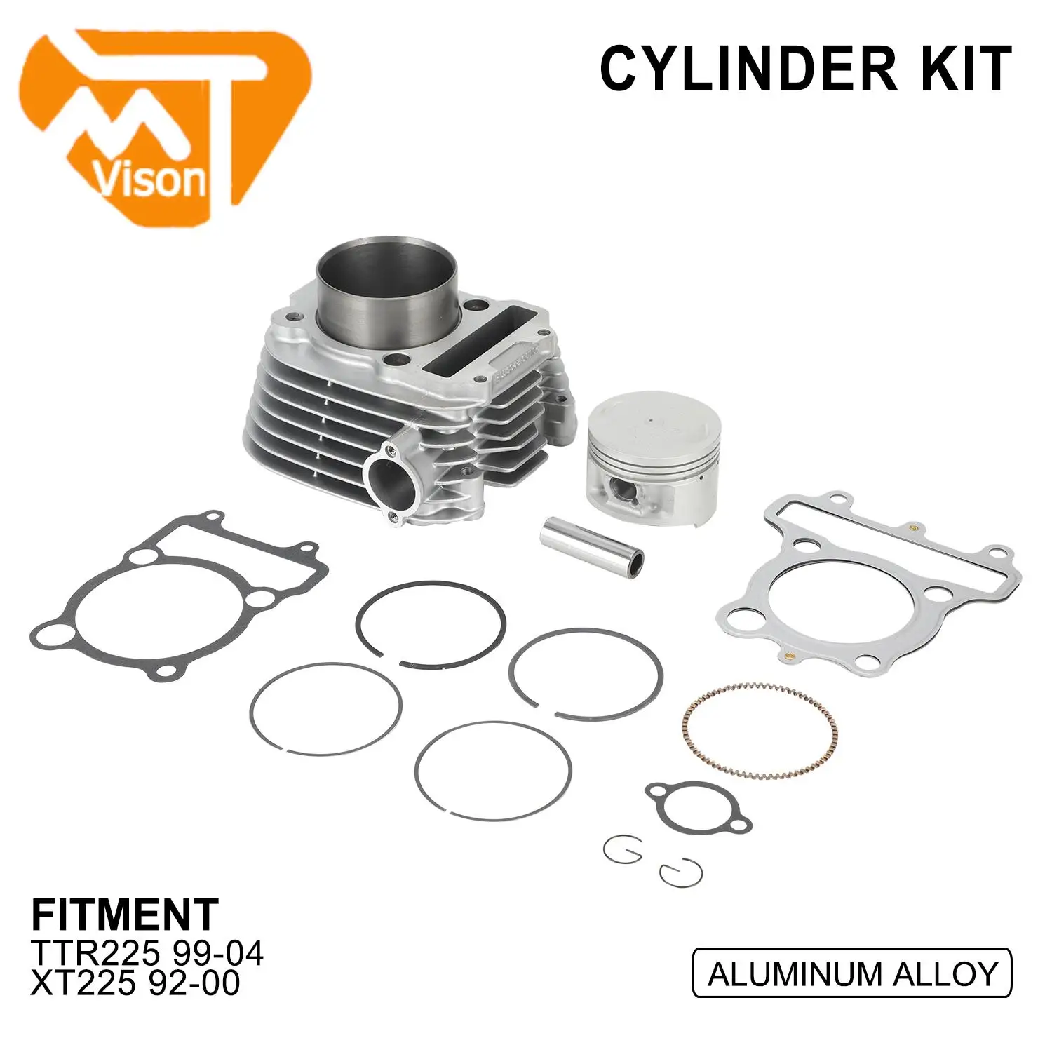 

Cylinder Piston Gasket Kit Motorcycle Cylinder Block Kit Piston Rings Head Base Gasket Kit for TTR225 1999-2004 XT225 1992-2000