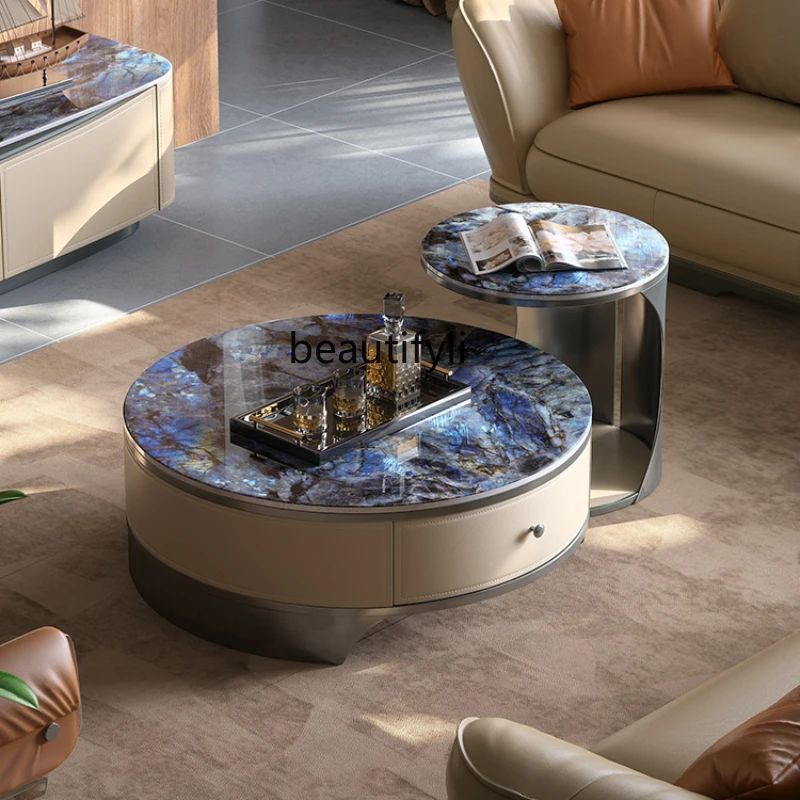 

Light Luxury Coffee Table Modern Minimalist Advanced Living Room Home High-End round Tea Table Combination