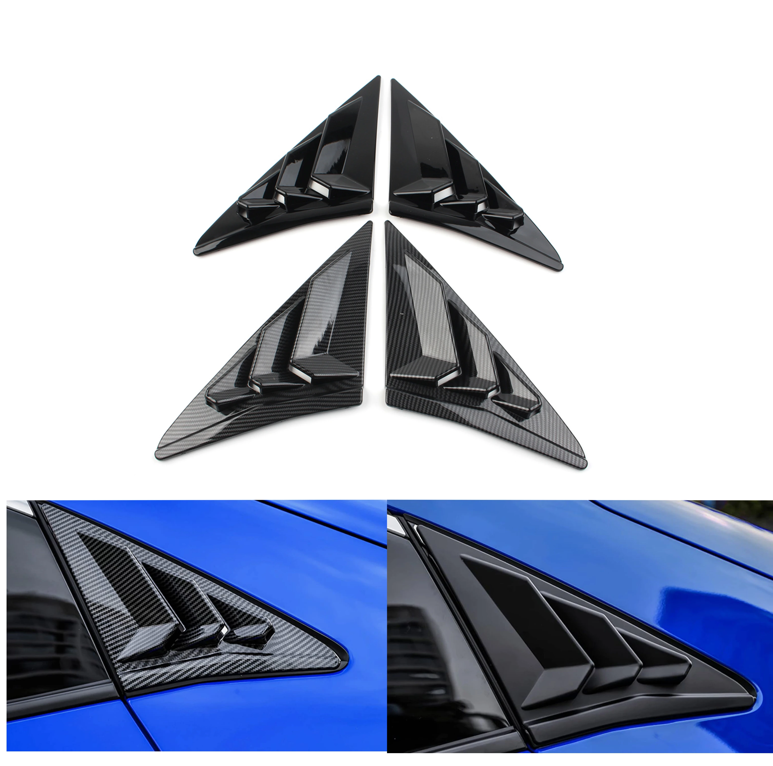 

For Honda Civic Hatchback Car Rear Side Vent Window Louver Cover Decoration Trims 2016 2017 2018 2019 2020 2021