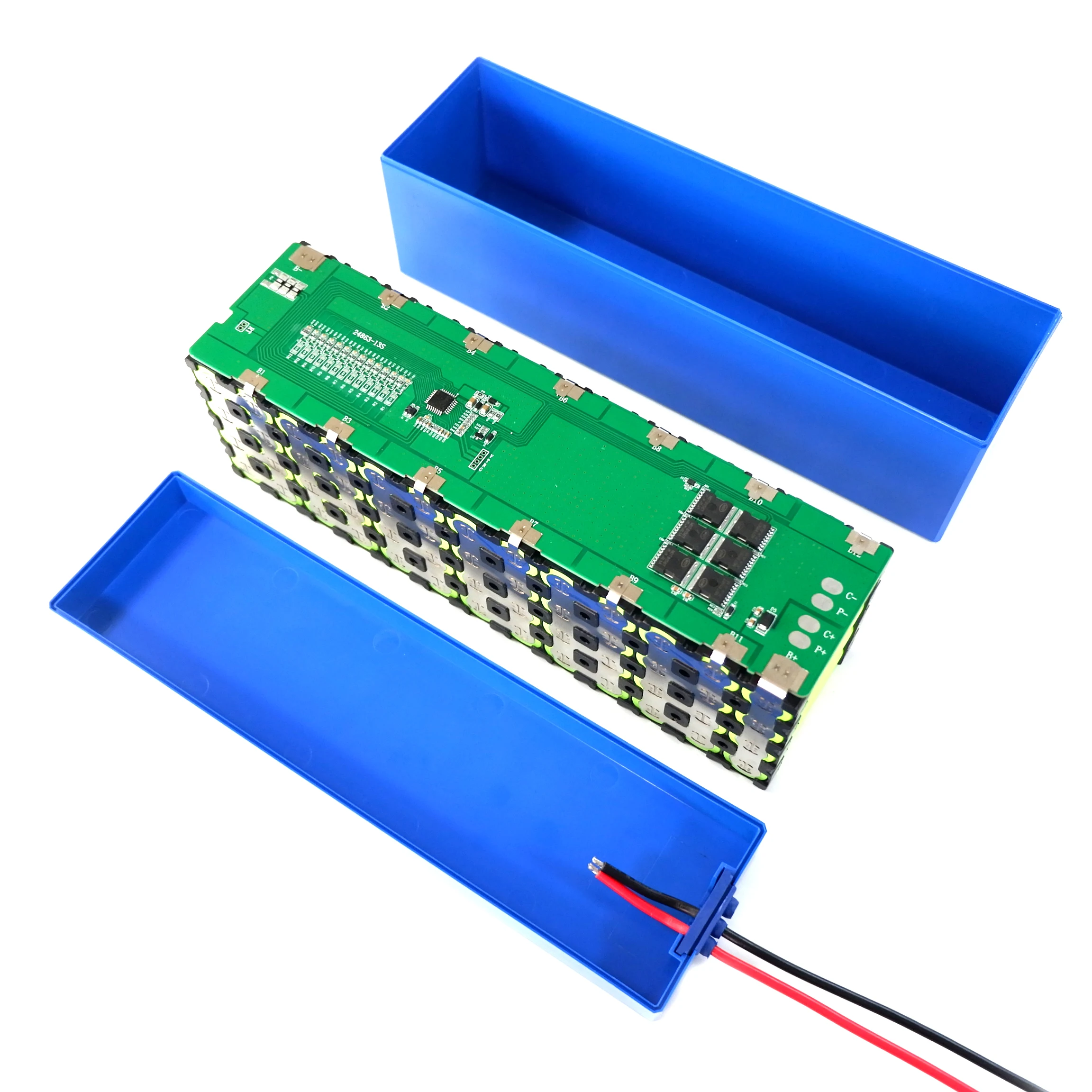 12V 24V 36V 48V 10Ah-20Ah 배터리 케이스 13S4P 홀더 니켈 와이어 13S 48V30A BMS 리튬 배터리 상자 52 개의 배터리를 담을 수 있습니다