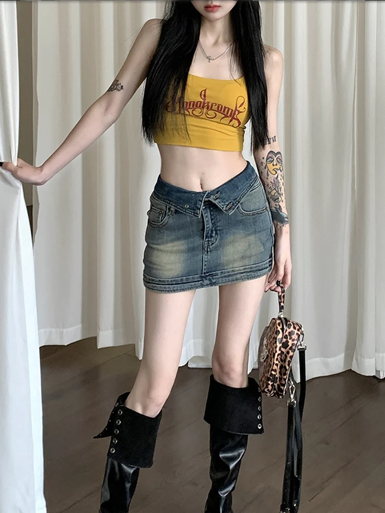 

Women'S Jeans Skirt Y2K Vintage High Waist Mini Skirt Korean Harajuku Short Denim Skirt Straight Sexy Summer Streetwear