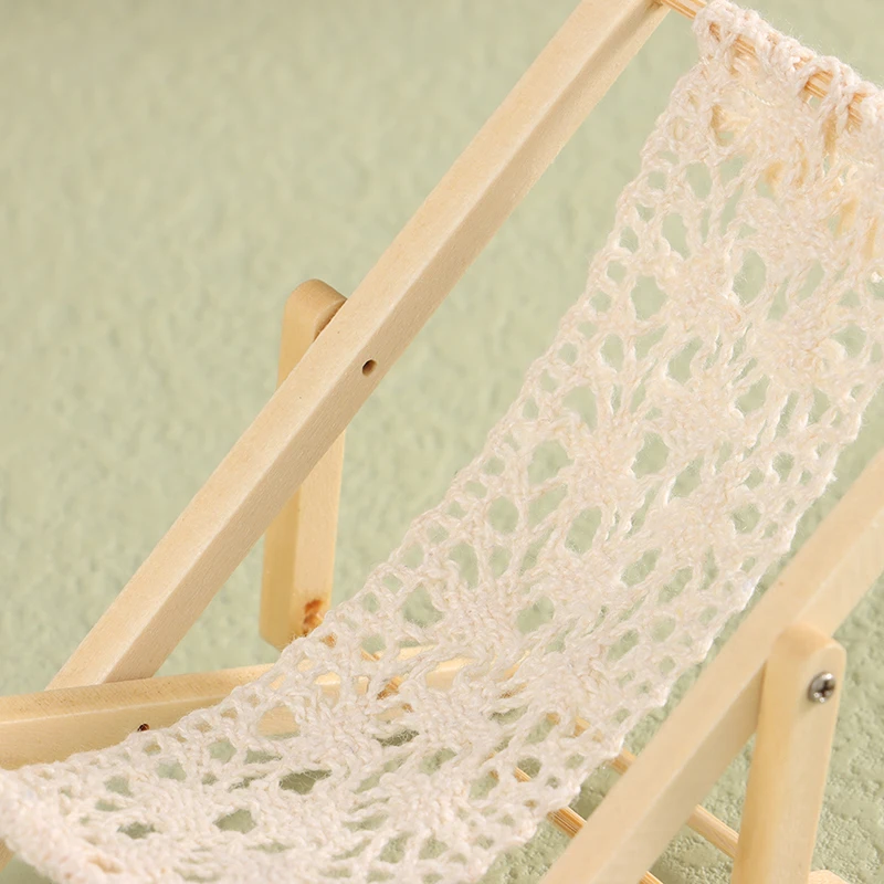 1/12 Dollhouse Foldable Deck Chair Dollhouse Lounge Deck Chair Model Doll House Mini Furniture Accessories 3