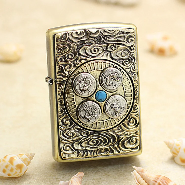 

Оригинальная зажигалка Zippo lucky compass, медная ветрозащитная сигаретная керосиновая зажигалка, подарок с кодом защиты от подделки