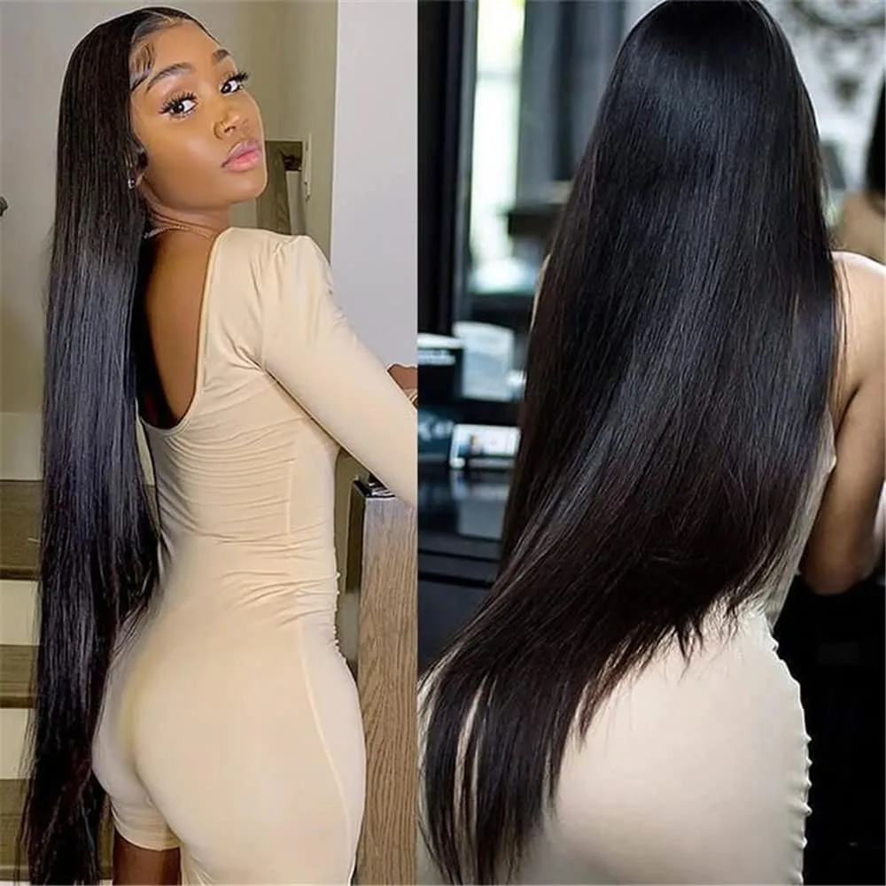 

Straight Bundles With 13x4 Transparent Lace Frontal Closure 13x4 Lace Frontal Peruvian Human Hair Remy Hair Weave Extension