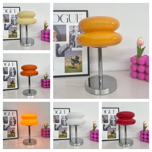 Lampe de table en verre macaron, gradation trichromatique, lampes de salon, protection des yeux, veilleuse, chambre de fille, décor de chevet 5