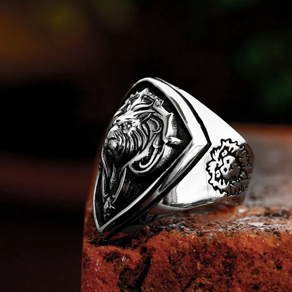 14k White Gold Lion Head Diamond Ring | Sarraf.com