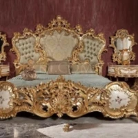 Lit européen en bois massif, Design princesse, Double couchage, chambre à coucher moderne, château tendance, Letto Matrimoniale, meubles uniques 4