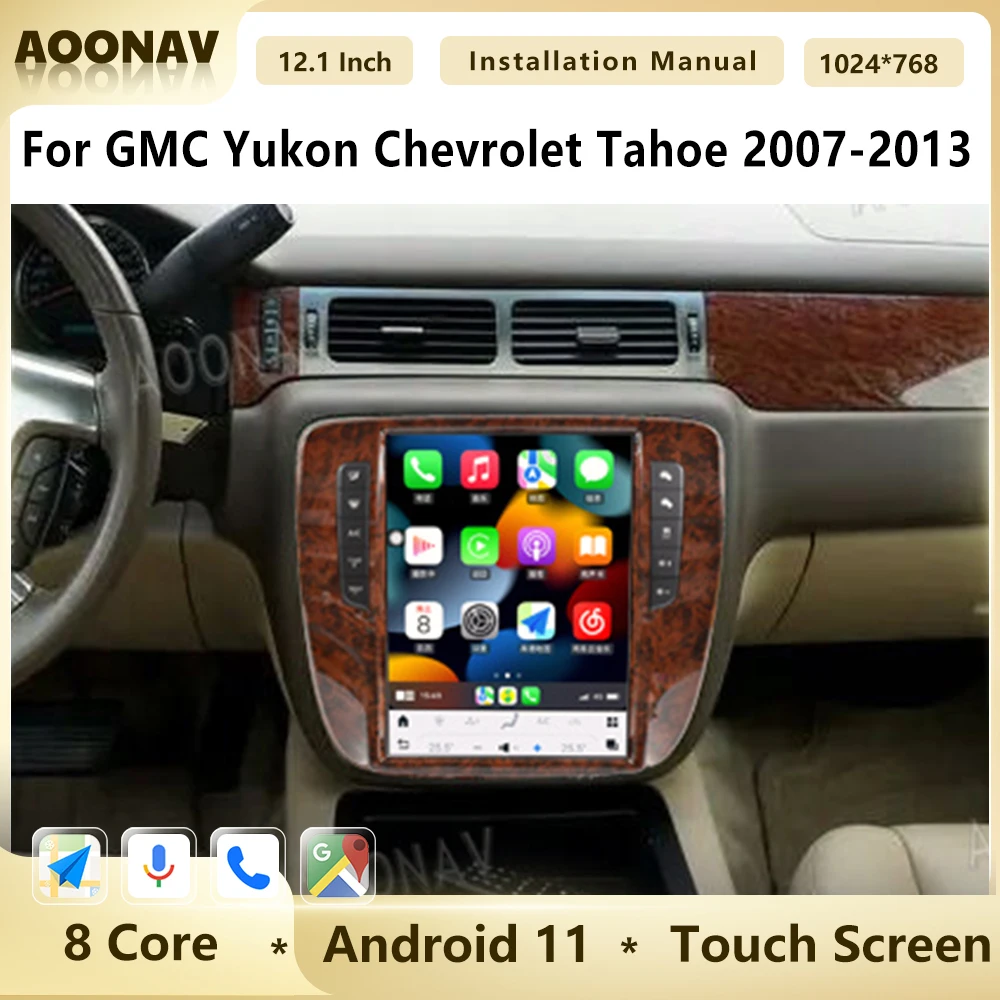 

Автомагнитола 12,1 дюйма для GMC Yukon Chevrolet Tahoe Suburban 2007 2008-2013, автомагнитола с GPS-навигацией, мультимедийный плеер для Carplay