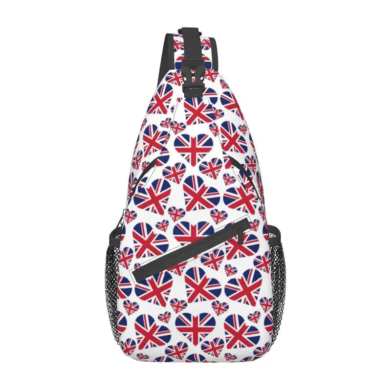 Heart Of British Flag Sling Bag Men Fashion Regno Unito Uk Proud Shoulder Chest Crossbody Backpack Ciclismo Camping Daypack