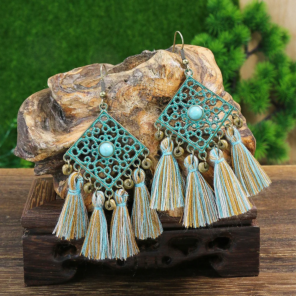 Orecchini Vintage Geometrici Rotondi In Legno E Pelle, Stile Bohemien Occidentale, Per Donne, Regalo Natale