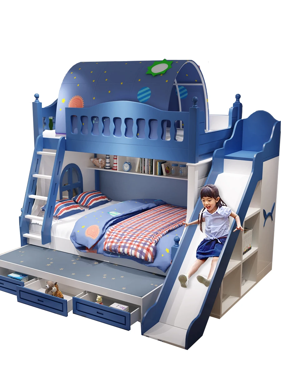 High and low bed Slide bed, two-layer children's bed, boy solid wood,  staggered bunk bed Adult bunk bed - AliExpress, image size:900x1200