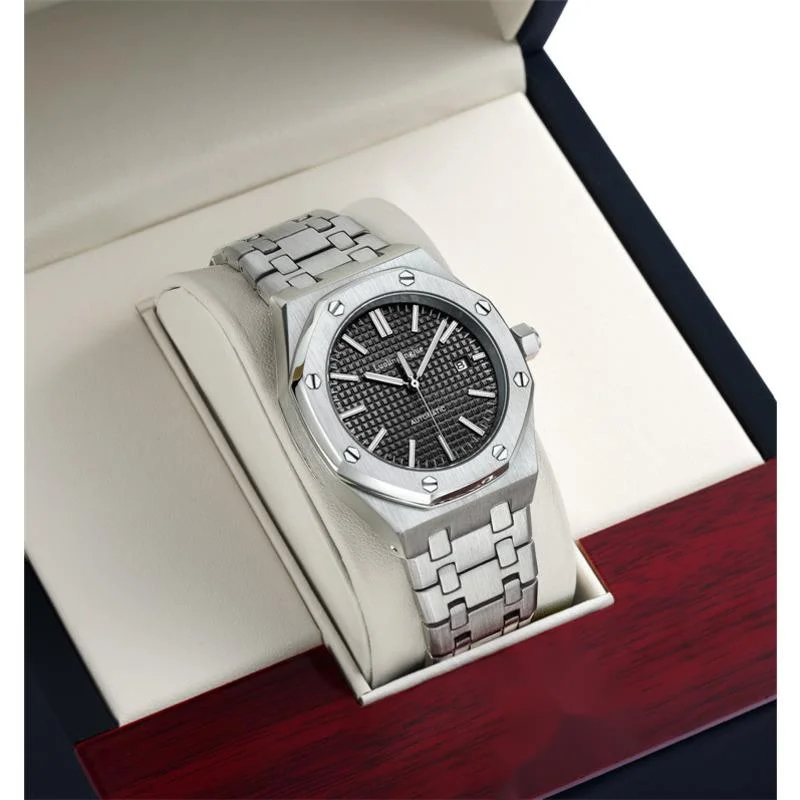 

Полностью Автоматические Мужские механические наручные часы Oak, водонепроницаемые светящиеся высококлассные деловые механические часы с календарем для мужчин