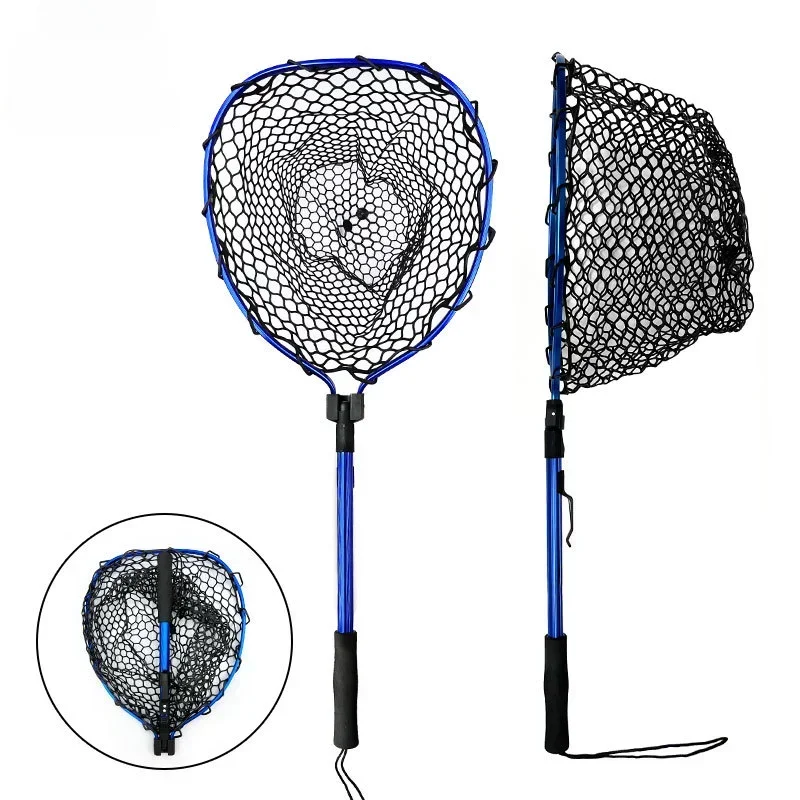 Fishing Landing Net Fishing Net Fishing Tool Kit Silicone Mesh Muti-Function Catch and Release Landing Net with Handle