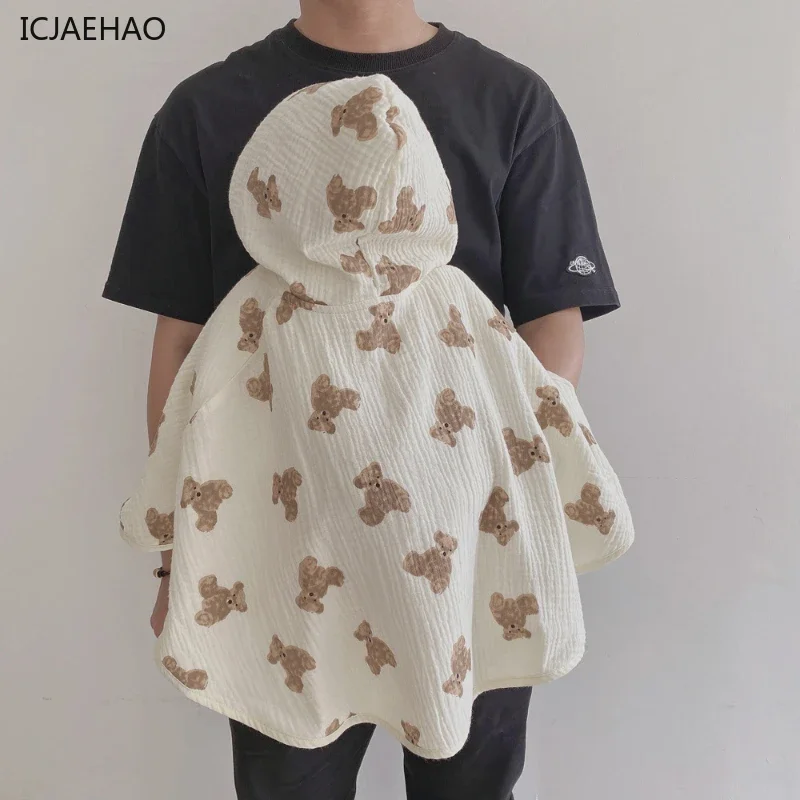 Baby Boys and Girls Clothes Kids South Korea Double Cloak out Hooded Cloak Spring Sunscreen Windproof Children's Outerwear
