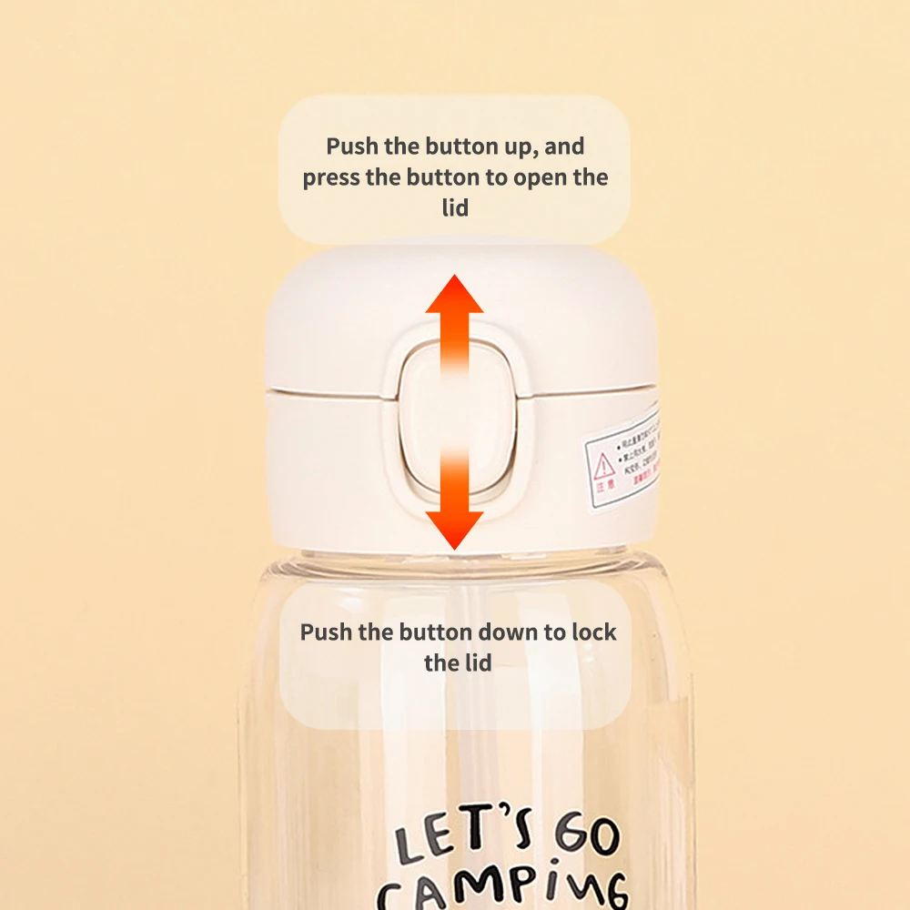 520-600 مللي زجاجة مياه بلاستيكية شفافة مطبوعة إبداعية كذاب كوب رياضي من القش للسفر في الهواء الطلق زجاجة مياه محمولة ملكي