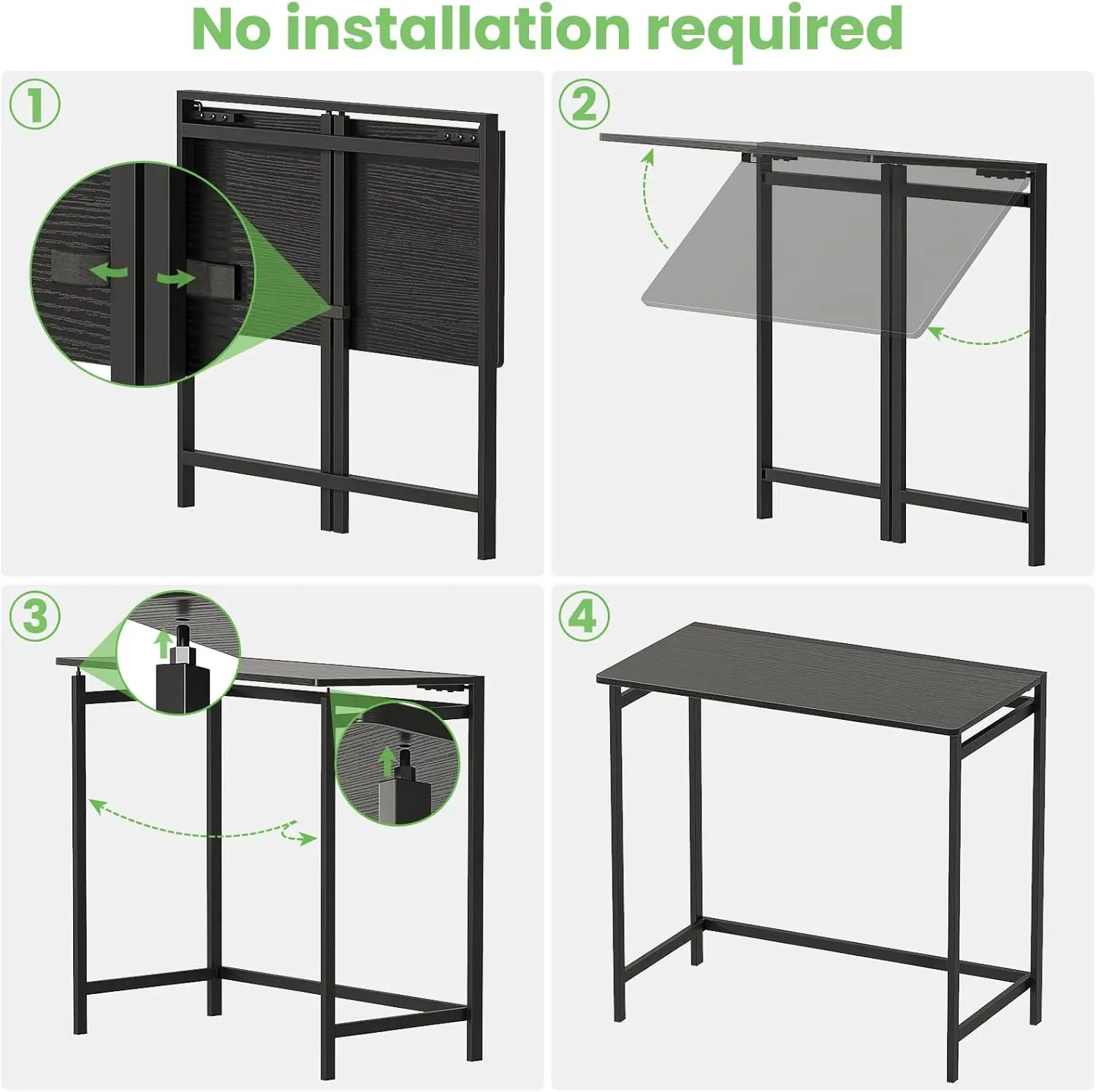Small Foldable Computer Desk for Small Spaces, Space Saving Study Writing Office Desk Foldable Table for Home Office 4