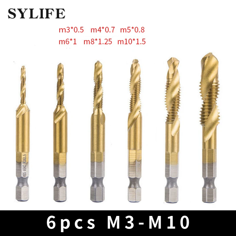 Набор сверл для метчиков M3, M4, M5, M6, M8, M10, 6 шт. 5 50pcs tm m2m2 5 m3 m3 5 m4 m5 m6 screws phillips truss mushroom head bolt black