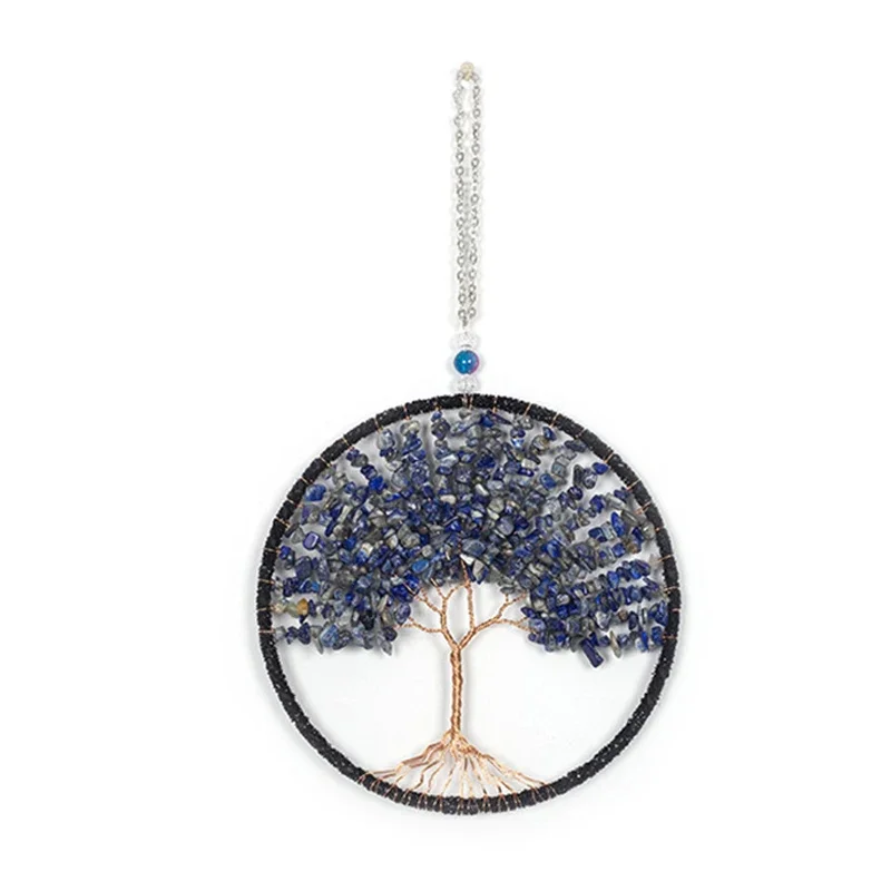 JSDDE Chakra windgong van natuurlijke agaat ruiten boom van het leven om op te hangen kristal genezing windvanger decoratie voor thuis, woonkamer, terras, auto JSDDE Chakra windgong van natuurlijke agaat ruiten boom van het leven om op te hangen kristal genezing windvanger decoratie voor thuis, woonkamer, terras, auto
