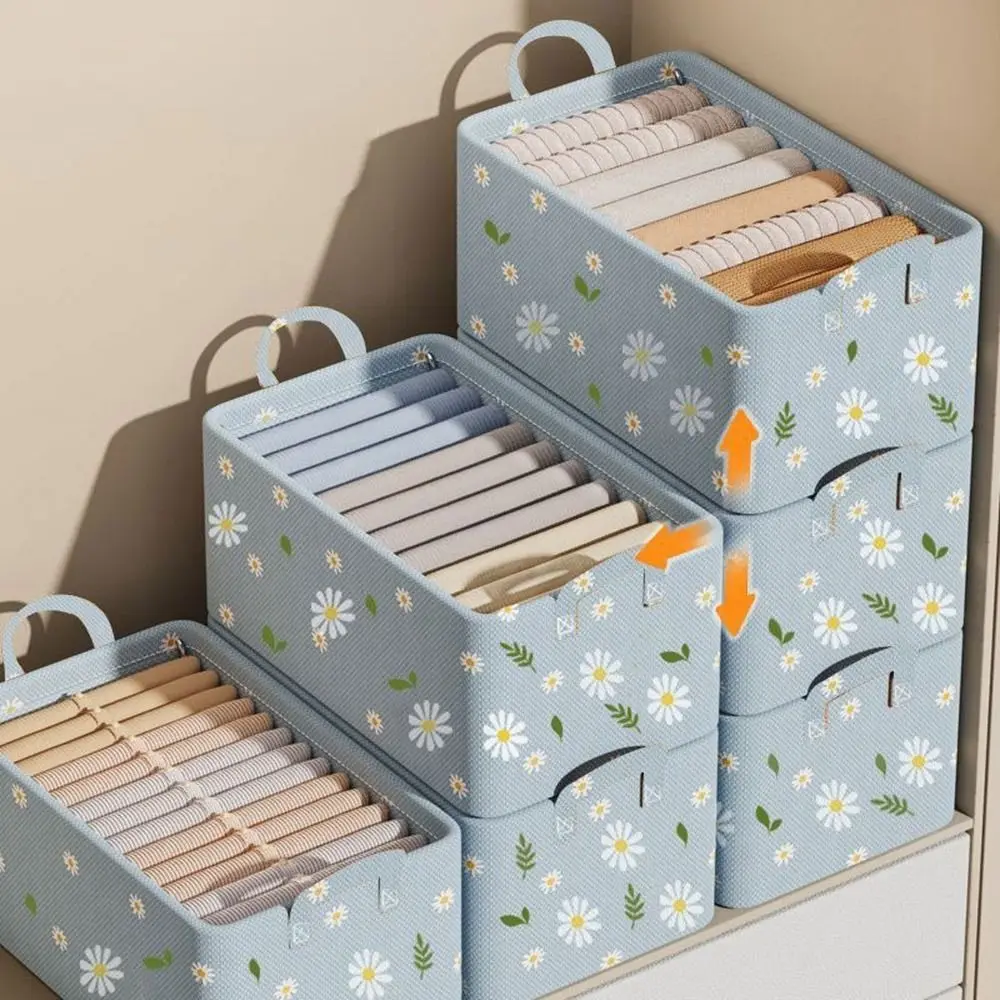 Storage Box Foldable Steel Framework Clothes Organizer with Handle for Underwear Socks Scarves Stackable Reusable Storage Case 4