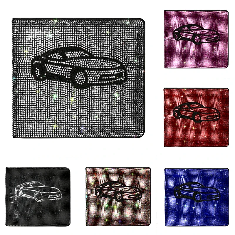 

Bling Car Registration and Insurance Holder Leather Vehicle Glove Box Organizer for Cards Essential Document Driver License