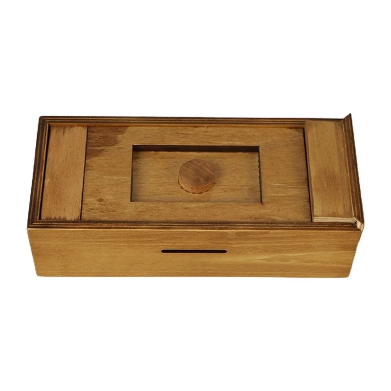 

Wooden Money Box Collectible with Secret Compartments Painted Wooden Decorative Container Vintage Puzzle Gift Box DropShipping