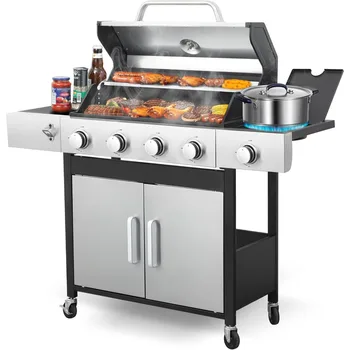4-Burner BBQ Propane Stove with Side Table 1