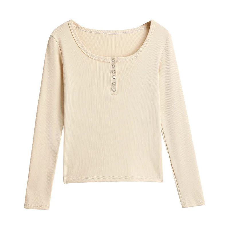 Women Long Sleeve Knitted Slim Fit T Shirt