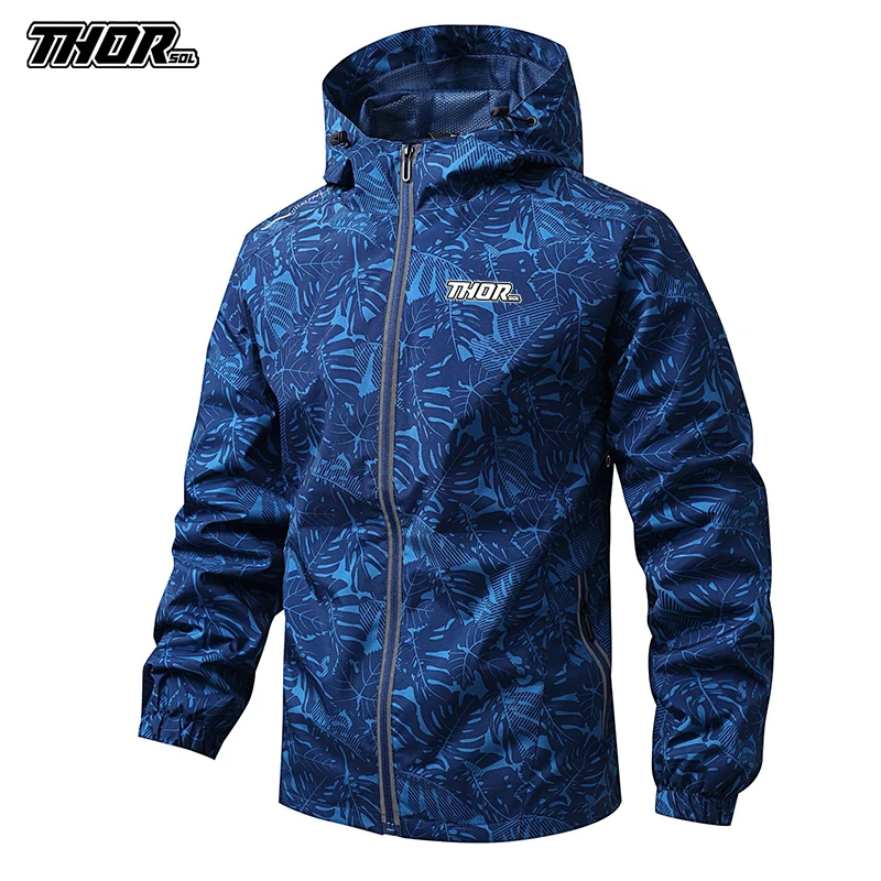 THORSOL Men's Casual Waterproof Reflection Windbreaker MTB Cycling Jacket Hooded Outdoor Bicycle Mountain bike Coat Autumn