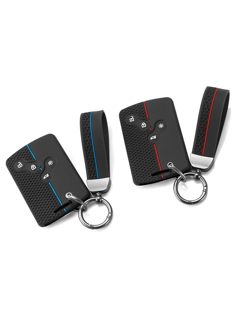 Premium Silicone Car Key Case with Key Chain - Protective Card Holder