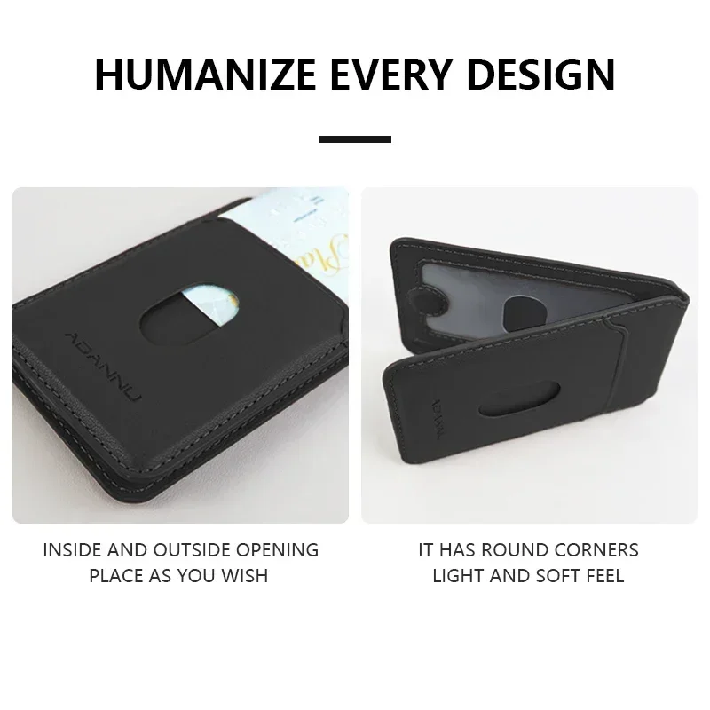 Leather Magnetic Card Holder - Strong Magnet Wallet