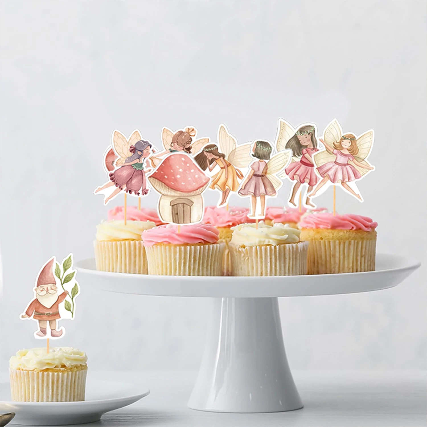 Honeydak 36 Pcs Fairy Cupcake Toppers – Woodland Garden Theme, Birthday Party Decorations For Girls, Baby Shower