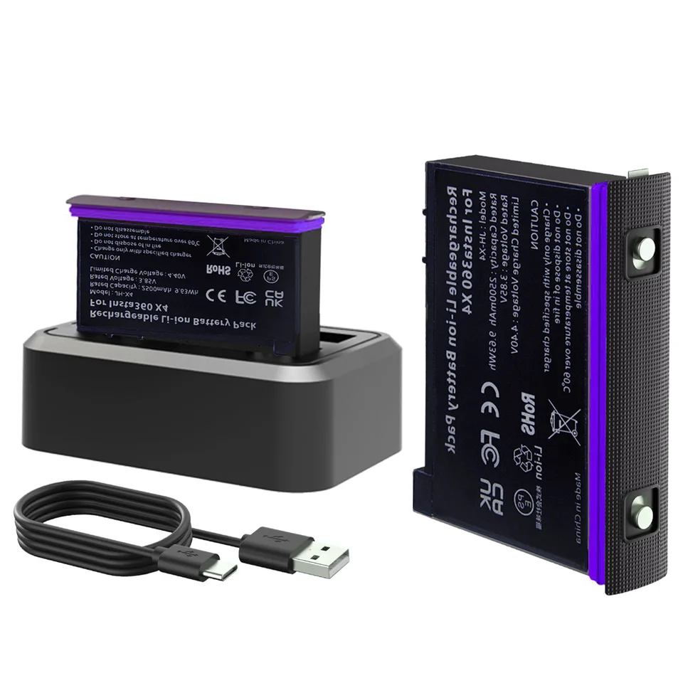 Batteria E Caricabatterie Per Insta360 X4 - 2 Batterie Da 2500mAh + Caricatore Con Slot SD - Foto 3