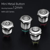 12mm Waterproof Metal Push Button Switch LED Light Momentary Locking Car Engine PC Power Switch 3V 5V 12V 24V 220V Ring Symbol - Image 4