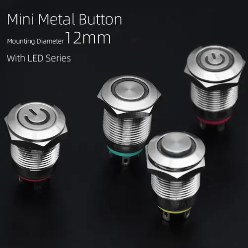 12mm Waterproof Metal Push Button Switch LED Light Momentary Locking Car Engine PC Power Switch 3V 5V 12V 24V 220V Ring Symbol - Image 4
