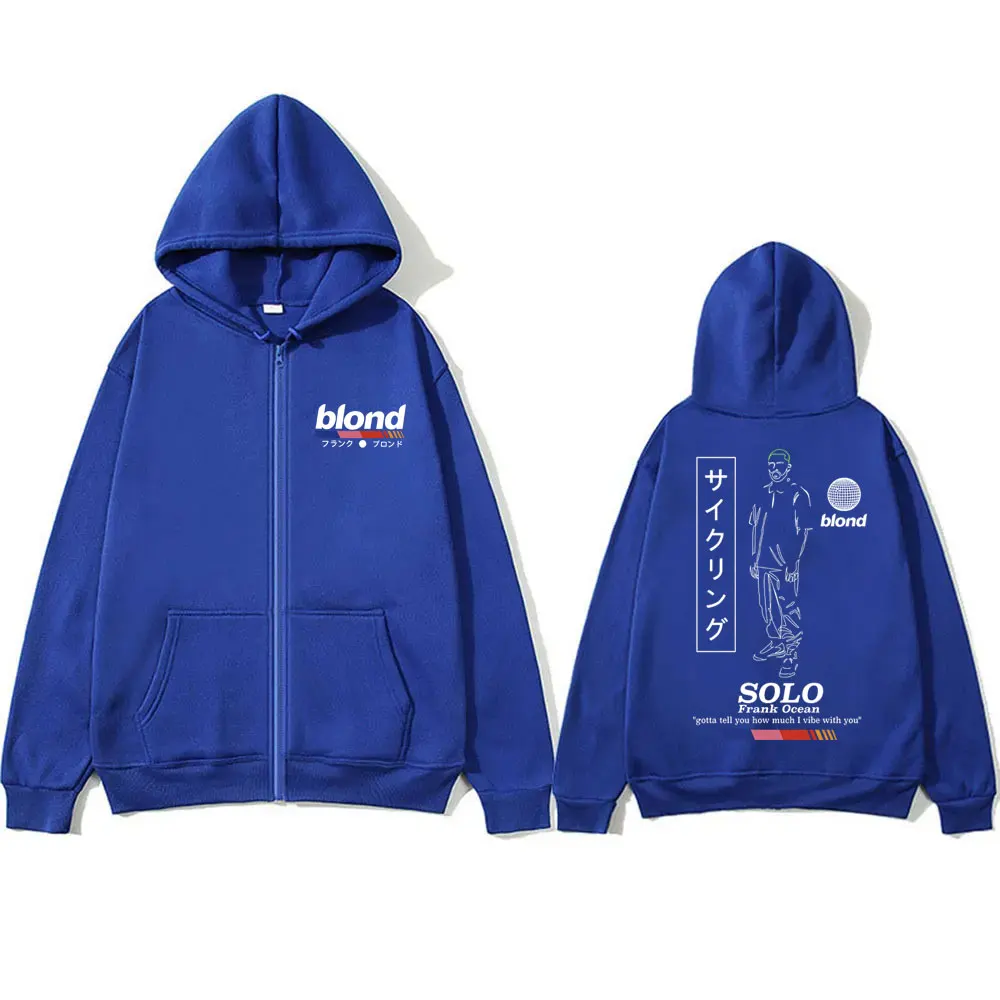 Rapper Frank Fashion Hip Hop Zipper Hoodie Ocean Vintage Oversized Zipper Sweatshirt Blond Hip-Hop Zip Up Jacket Men Streetwear