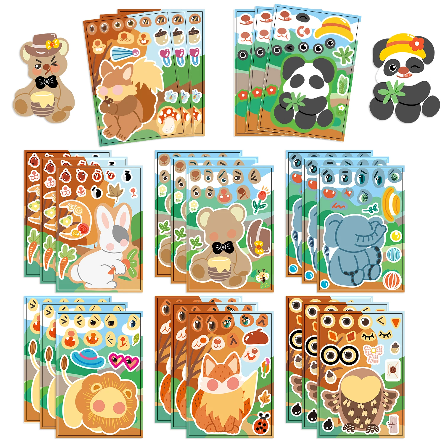 8/16/32 stücke Kinder DIY Puzzle Aufkleber Waldtier machen ein Gesicht montieren Aufkleber Kinder Spielzeug Jungen Mädchen Geschenke