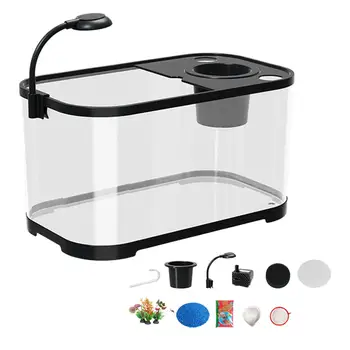 Aquarium Starter Kit 11L Beginner-Friendly Fish Tank with Filter and Light Low Maintenance Desktop Fish Bowl Aquatic Animal Tank 1