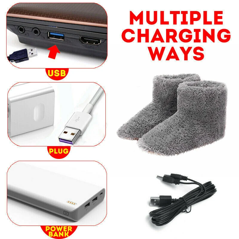 Heated Shoe Insoles Winter USB Heater Foot Shoes Plush Warm Electric Slippers Feet Heated Washable Electric Shoes Warming Pad Heating Insoles