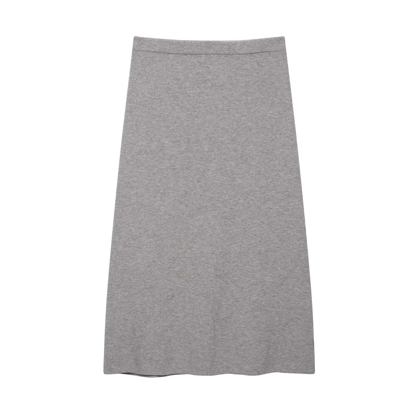 Women Solid Knitted Midi Skirt With Elasticated Waist Flare Hem Straight Long Skirt Female Spring Autumn Holiday Elegant Skirts