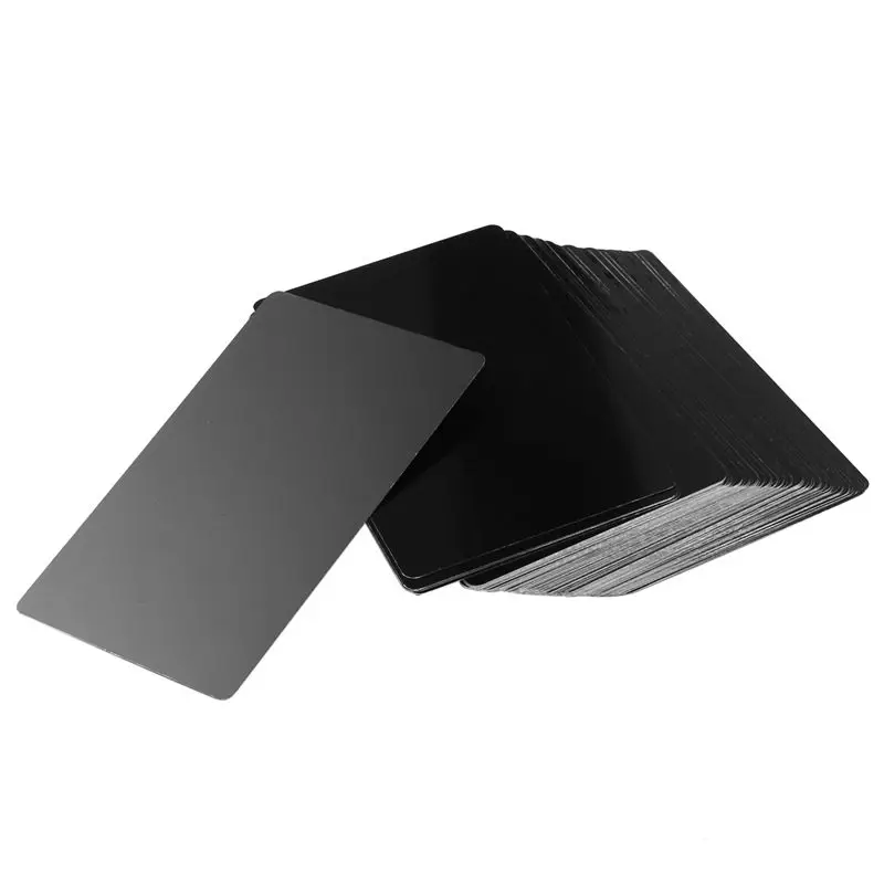 AEE9-200Pcs 검정색 알루미늄 합금 카드 조각 금속 비즈니스 액세스 명함 공백 0.22Mm 두께
